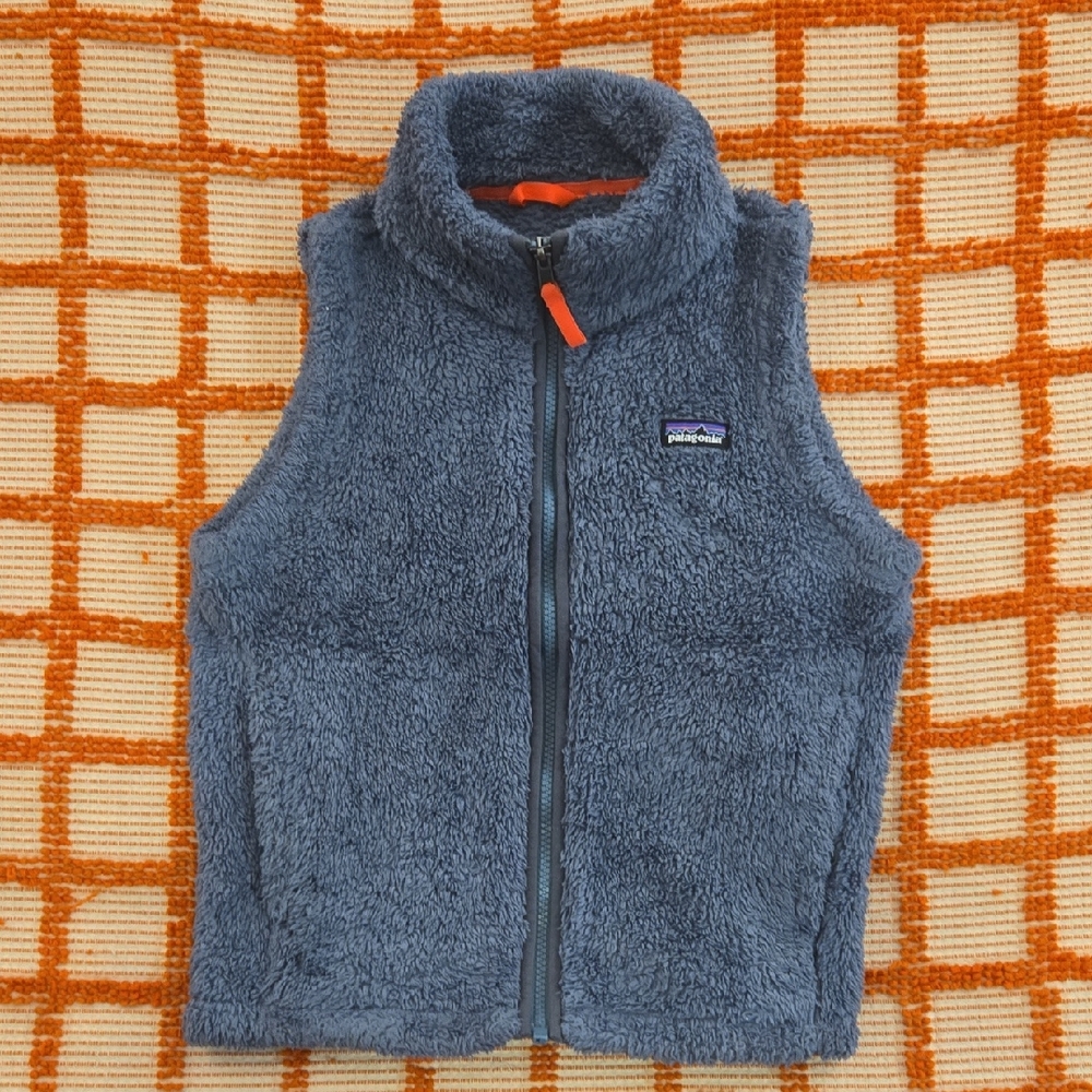 Patagonia Kids Vest Blue/Gray W/ Neon Zipper Pull EUC Size M 10